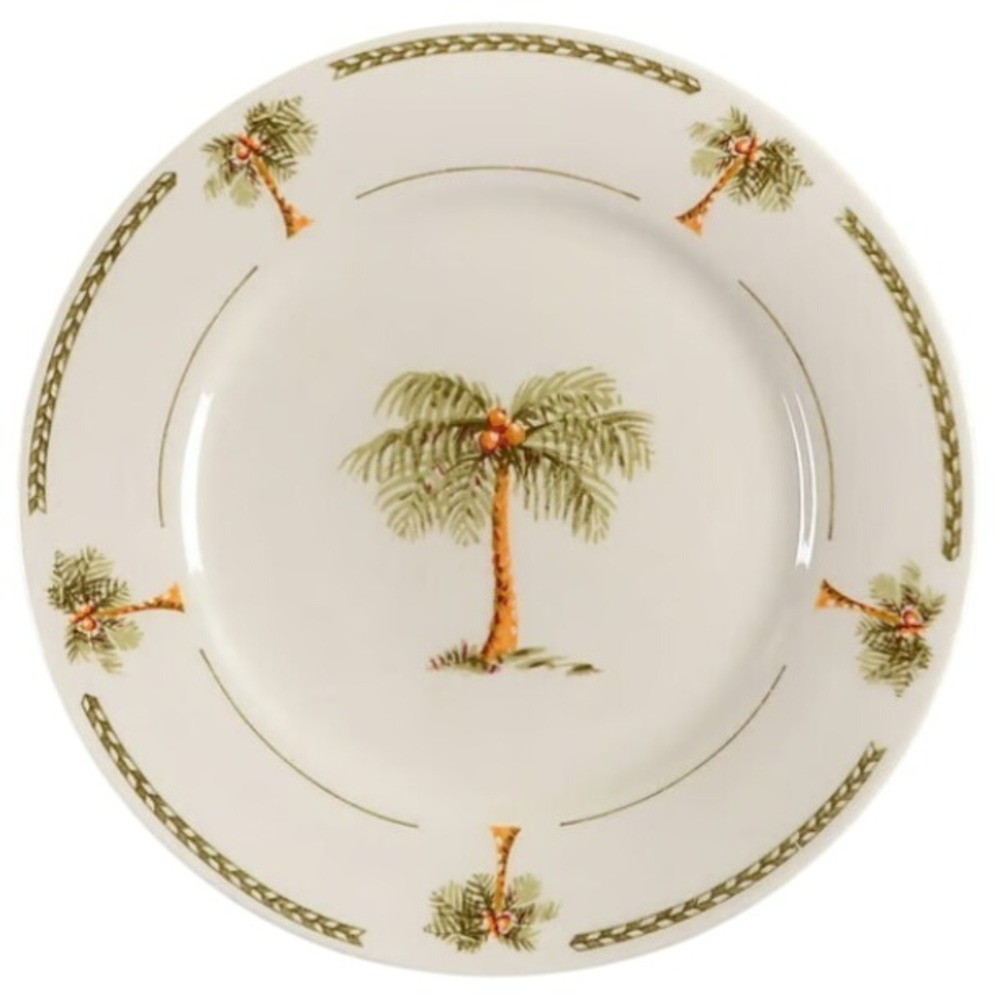 Gibson Set of 2 Bahama Tropical Palm Tree Round Salad / Dessert‎ Plate One Size